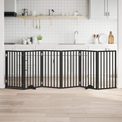 Barrière pour chiens et porte 6 panneaux noir bois de peuplier 561511561511