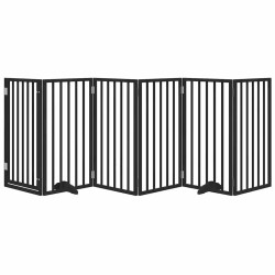 Barrière pour chiens et porte 6 panneaux noir bois de peuplier 561511561511