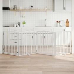 Barrière pour chiens et porte 4 panneaux blanc bois de peuplier 561512561512