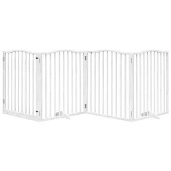 Barrière pour chiens et porte 4 panneaux blanc bois de peuplier 561512561512