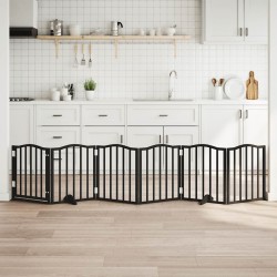 Barrière pour chiens et porte 6 panneaux noir bois de peuplier 561513561513