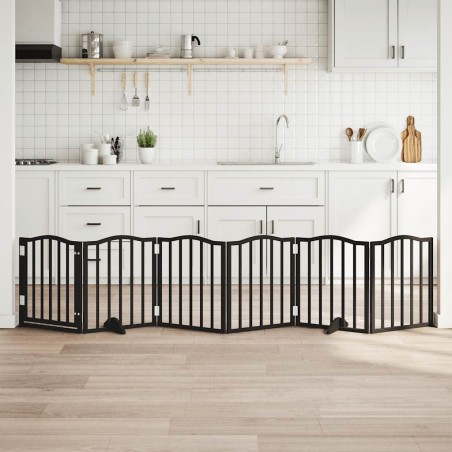 Barrière pour chiens et porte 6 panneaux noir bois de peuplier 561513561513