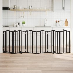 Barrière pour chiens et porte 6 panneaux noir bois de peuplier 561516561516