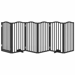 Barrière pour chiens et porte 6 panneaux noir bois de peuplier 561516561516