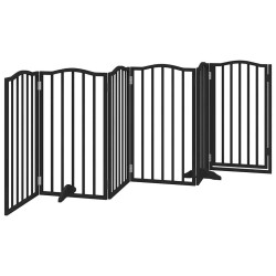 Barrière pour chiens et porte 6 panneaux noir bois de peuplier 561516561516