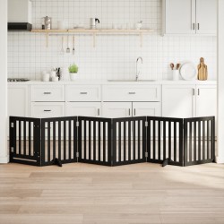 Barrière pour chiens et porte 6 panneaux noir bois de peuplier 561519561519