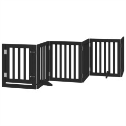 Barrière pour chiens et porte 6 panneaux noir bois de peuplier 561519561519