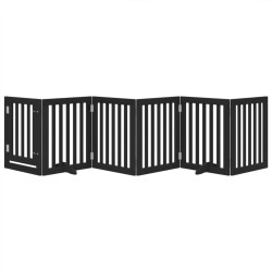 Barrière pour chiens et porte 6 panneaux noir bois de peuplier 561519561519
