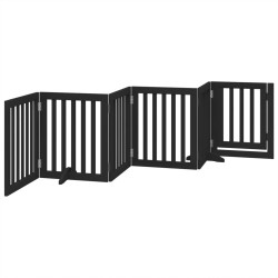 Barrière pour chiens et porte 6 panneaux noir bois de peuplier 561519561519
