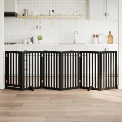 Barrière pour chiens et porte 6 panneaux noir bois de peuplier 561520561520