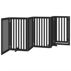 Barrière pour chiens et porte 6 panneaux noir bois de peuplier 561520561520