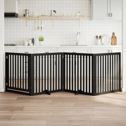 Barrière pour chiens et porte 4 panneaux noir bois de peuplier 561521561521