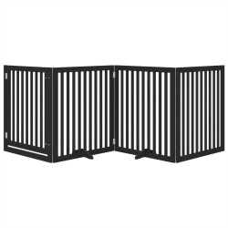 Barrière pour chiens et porte 4 panneaux noir bois de peuplier 561521561521