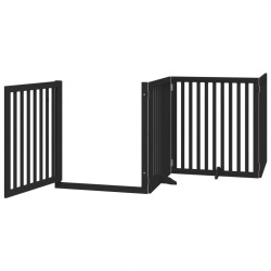 Barrière pour chiens et porte 4 panneaux noir bois de peuplier 561521561521
