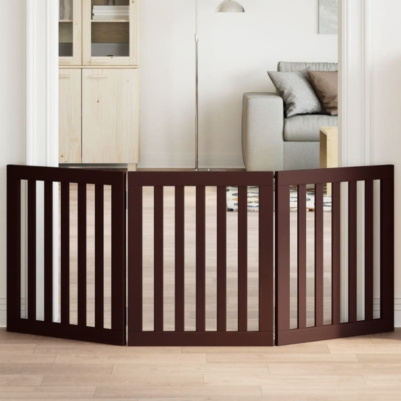 Barrière pour chien pliable 3 panneaux 150 cm bois de peuplier 561522561522