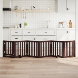 Barrière pour chiens avec porte 6 panneaux bois de peuplier 561523561523