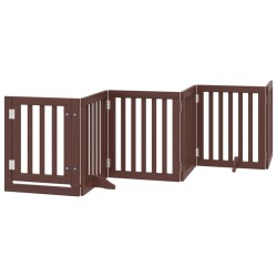 Barrière pour chiens avec porte 6 panneaux bois de peuplier 561523561523