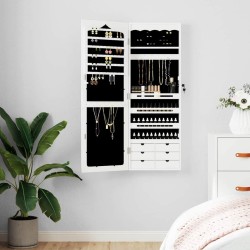 Armoire à bijoux avec miroir murale blanc 37,5x10x106 cm 561527561527