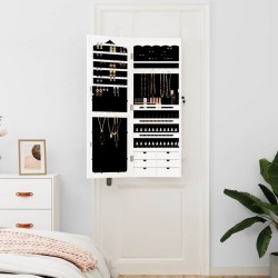 Armoire à bijoux avec miroir murale blanc 37,5x10x106 cm 561527561527