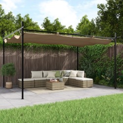 Pergola avec toit rétractable taupe 395x292x230 cm 561531561531