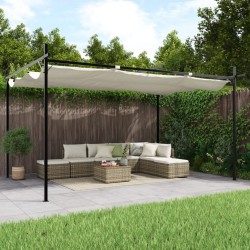 Pergola avec toit rétractable crème 395x292x230 cm 561540561540
