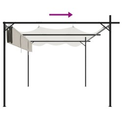 Pergola avec toit rétractable crème 395x292x230 cm 561540561540
