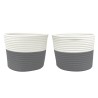 Paniers de rangement 2 pcs gris et blanc Ø24x18 cm coton 561557561557