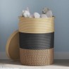 Panier de rangement avec couvercle noir et beige Ø37x50cm coton 561558561558