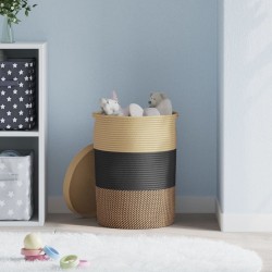 Panier de rangement avec couvercle noir et beige Ø37x50cm coton 561558561558