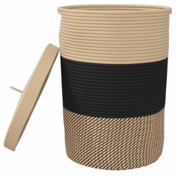 Panier de rangement avec couvercle noir et beige Ø37x50cm coton 561558561558