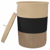 Panier de rangement avec couvercle noir et beige Ø37x50cm coton 561558561558