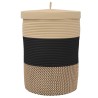 Panier de rangement avec couvercle noir et beige Ø37x50cm coton 561558561558