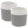 Paniers de rangement 2 pcs gris et blanc Ø28x28 cm coton 561562561562
