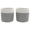Paniers de rangement 2 pcs gris et blanc Ø28x28 cm coton 561562561562