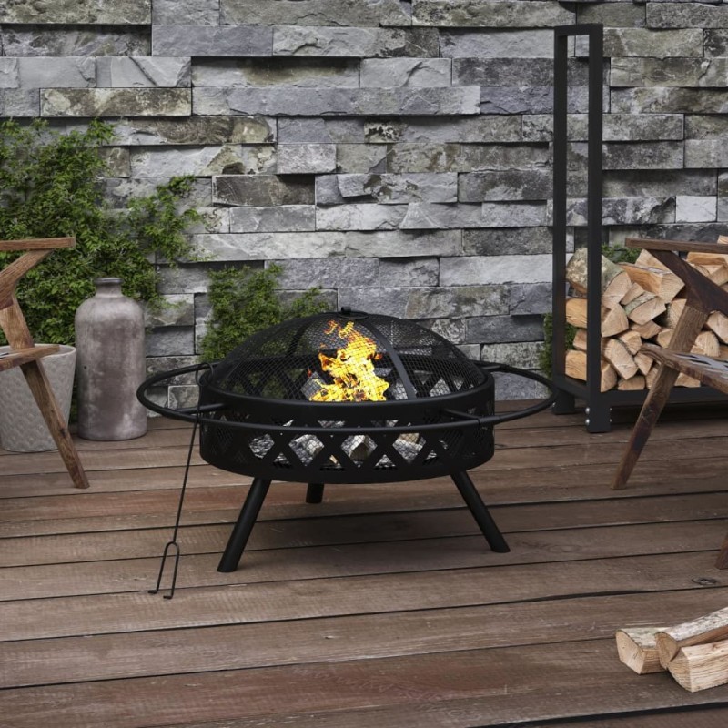 Foyer avec tisonnier 70 cm XXL acier 561563561563