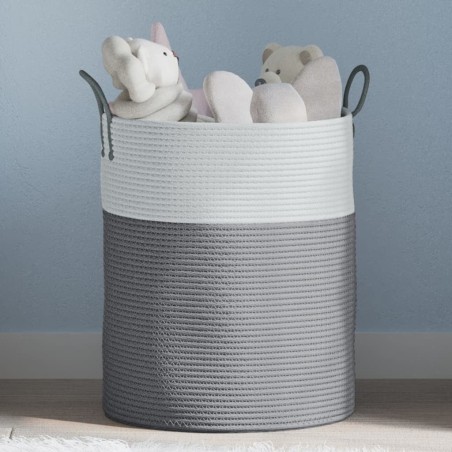 Panier de rangement gris et blanc Ø38x46 cm coton 561569561569