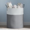Panier de rangement gris et blanc Ø38x46 cm coton 561569561569