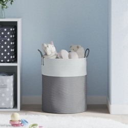 Panier de rangement gris et blanc Ø38x46 cm coton 561569561569