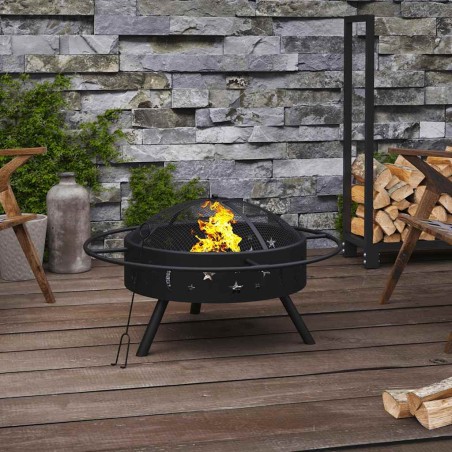 Foyer avec tisonnier 70 cm XXL acier 561573561573