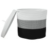 Panier de rangement avec couvercle blanc et noir Ø40x35cm coton 561579561579