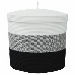 Panier de rangement avec couvercle blanc et noir Ø40x35cm coton 561579561579