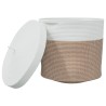 Panier de rangement et couvercle marron et blanc Ø40x35cm coton 561581561581