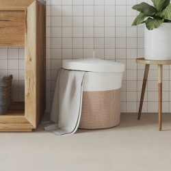 Panier de rangement et couvercle marron et blanc Ø40x35cm coton 561581561581
