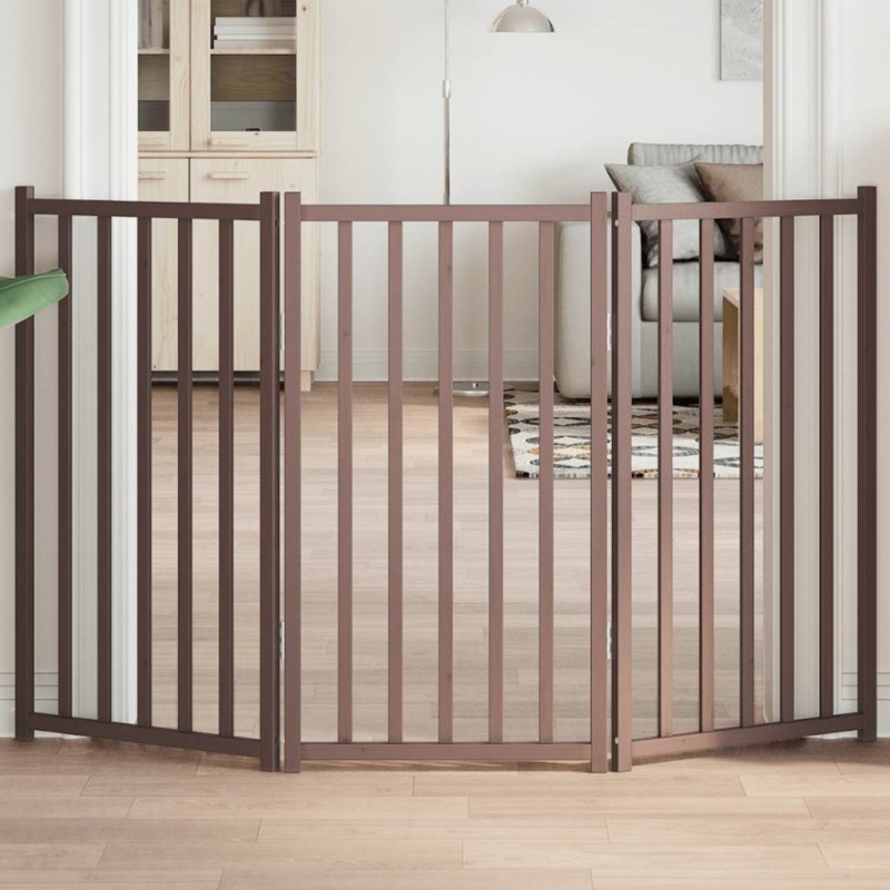 Barrière pour chien pliable 3 panneaux 150 cm bois sapin massif 561586561586