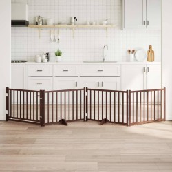 Barrière pour chiens avec porte 4 panneaux bois de sapin massif 561587561587