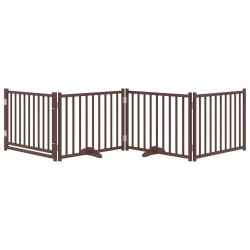 Barrière pour chiens avec porte 4 panneaux bois de sapin massif 561587561587