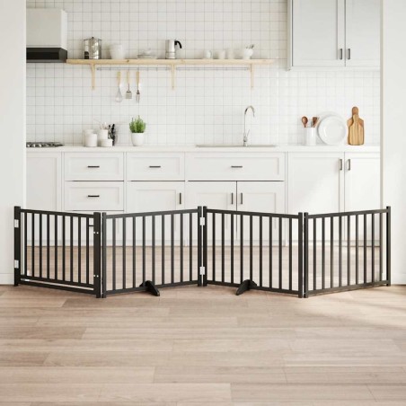 Barrière pour chiens avec porte 4 panneaux bois de sapin massif 561590561590