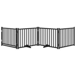 Barrière pour chiens avec porte 4 panneaux bois de sapin massif 561590561590
