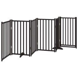 Barrière pour chiens avec porte 6 panneaux bois de sapin massif 561591561591