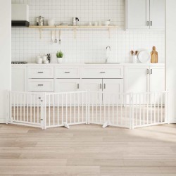 Barrière pour chiens avec porte 4 panneaux bois de sapin massif 561592561592